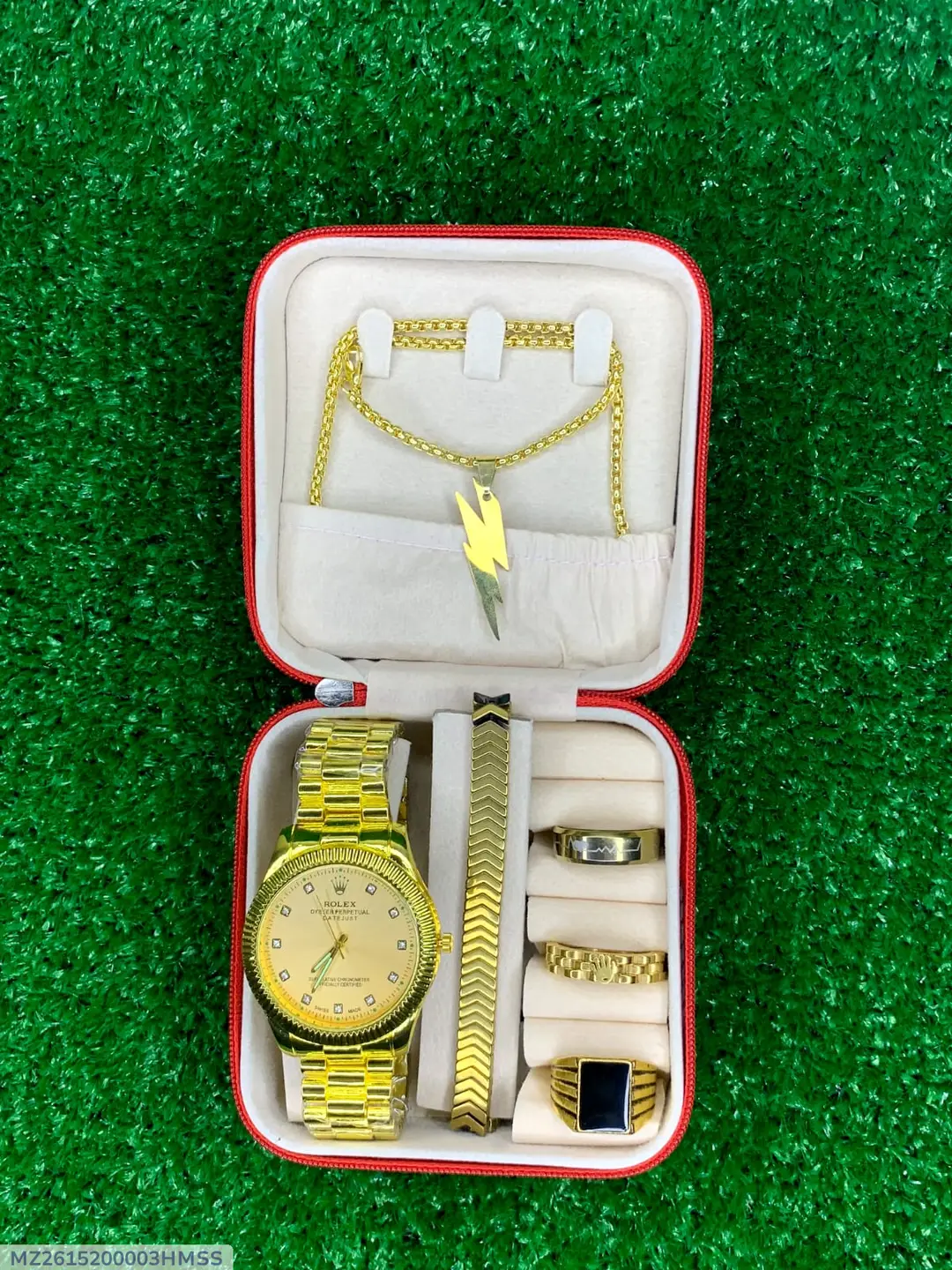 Pack of 6 Watch Set for Men Stainless Steel Analog Quartz Watch with Accessories Fashion and Luxury Style Multiple Colors