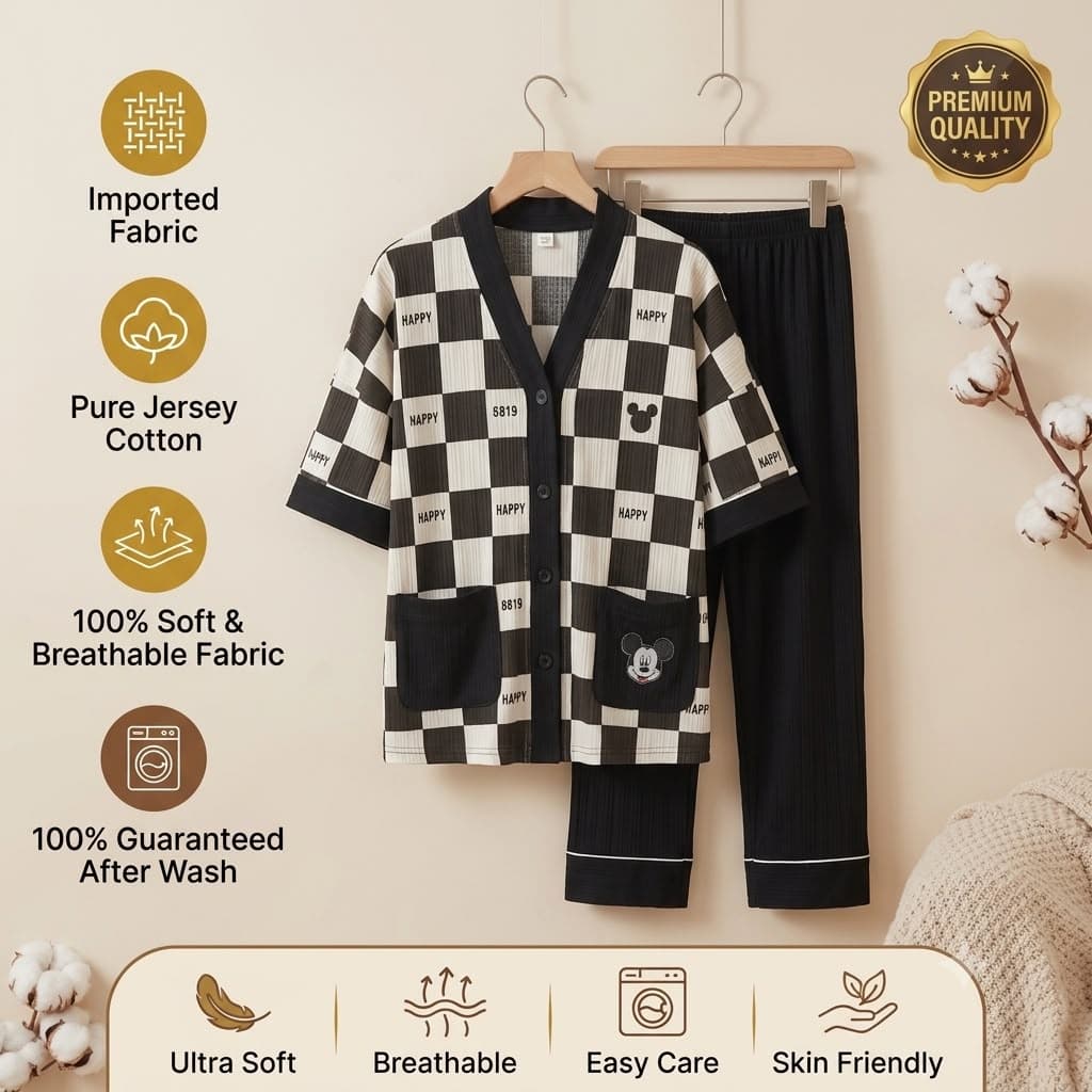 NEW ARRIVAL | Premium Women’s Two-Piece Night Suit FREE SIZE LARGE TO X LARGE